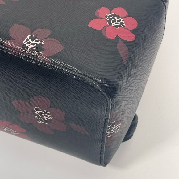 Kate Spade Black Backpack with Red Floral Pattern - Picture 7 of 12